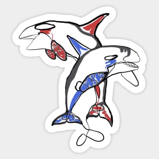 Single Line - Haida Whales Sticker